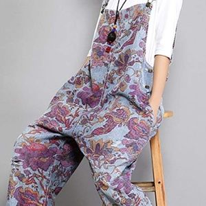 Monthorigin - Casual Loose Floral Print Overall